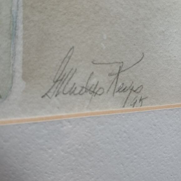 Original Watercolor Painting Floral Still Life Signed Gladys Keys 19x17" Frame - Picture 3 of 6